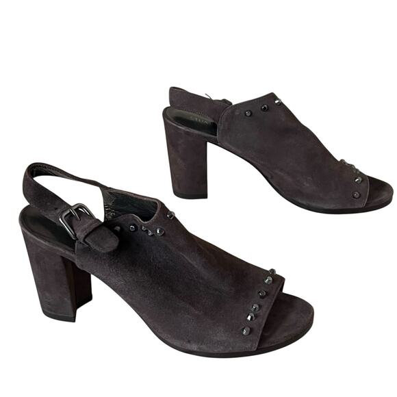 Stuart Weitzman Commodore Bootie 6 Brown Leather Suede Studded Shoes Chic Edgy - Picture 5 of 16